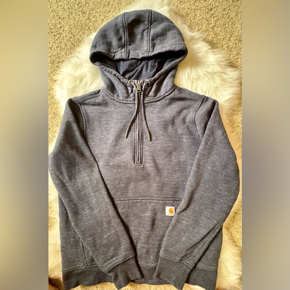 Carhartt Navy Space Dye CLARKSBURG HALF-ZIP SWEATSHIRT - Picture 2 of 7